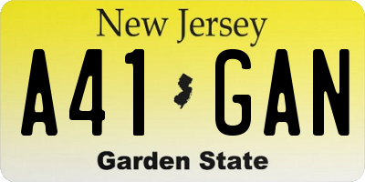 NJ license plate A41GAN