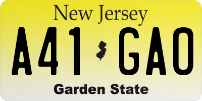 NJ license plate A41GAO