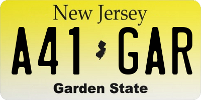 NJ license plate A41GAR