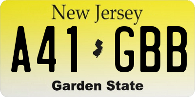 NJ license plate A41GBB
