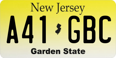 NJ license plate A41GBC