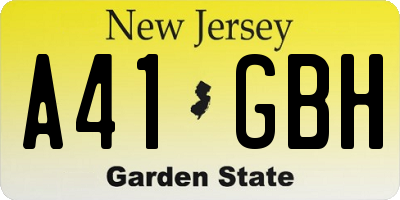 NJ license plate A41GBH