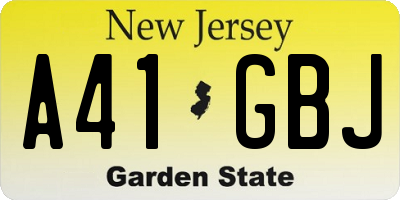 NJ license plate A41GBJ