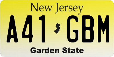 NJ license plate A41GBM