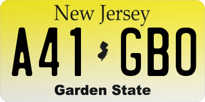 NJ license plate A41GBO
