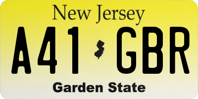 NJ license plate A41GBR