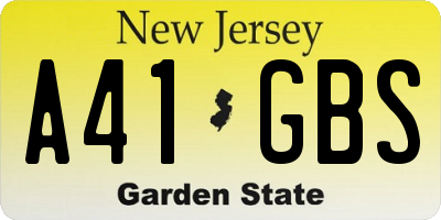NJ license plate A41GBS