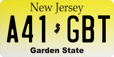 NJ license plate A41GBT