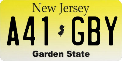 NJ license plate A41GBY