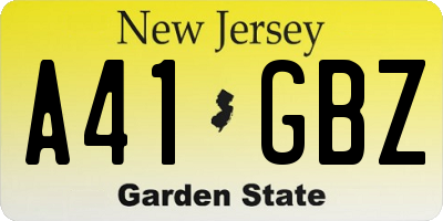 NJ license plate A41GBZ
