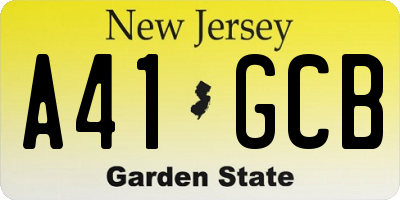 NJ license plate A41GCB