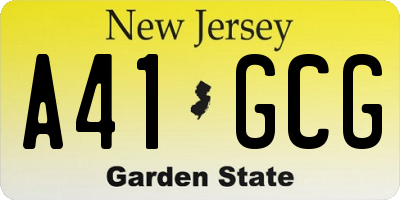 NJ license plate A41GCG