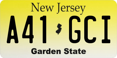 NJ license plate A41GCI