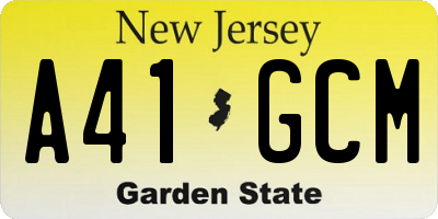 NJ license plate A41GCM