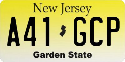 NJ license plate A41GCP