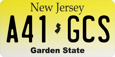 NJ license plate A41GCS