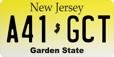 NJ license plate A41GCT