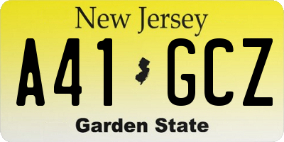 NJ license plate A41GCZ