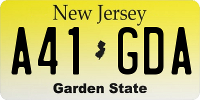 NJ license plate A41GDA