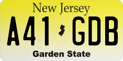 NJ license plate A41GDB