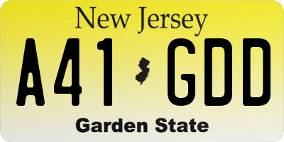 NJ license plate A41GDD