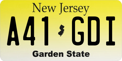 NJ license plate A41GDI