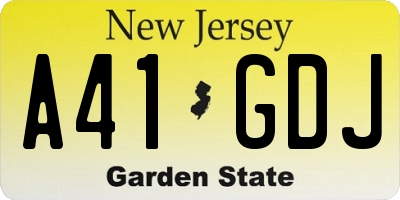 NJ license plate A41GDJ