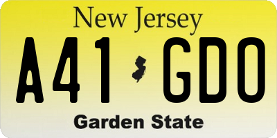 NJ license plate A41GDO