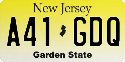 NJ license plate A41GDQ