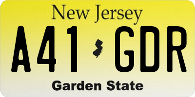 NJ license plate A41GDR