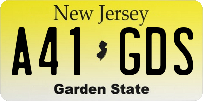 NJ license plate A41GDS