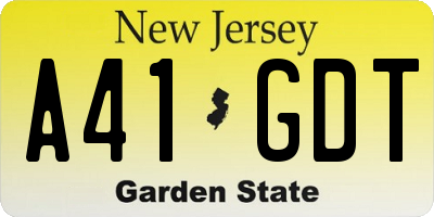 NJ license plate A41GDT