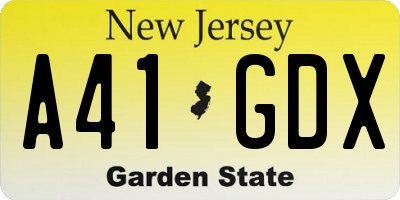 NJ license plate A41GDX