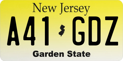 NJ license plate A41GDZ