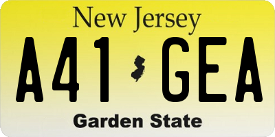 NJ license plate A41GEA