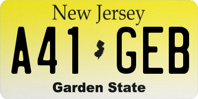 NJ license plate A41GEB