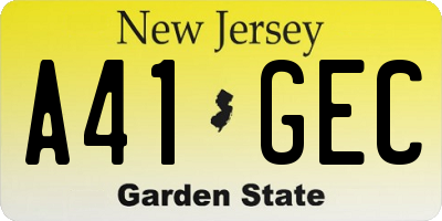 NJ license plate A41GEC