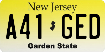 NJ license plate A41GED
