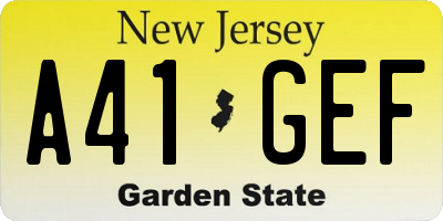 NJ license plate A41GEF