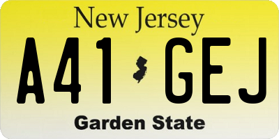 NJ license plate A41GEJ