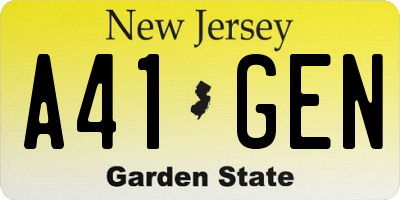 NJ license plate A41GEN
