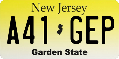 NJ license plate A41GEP