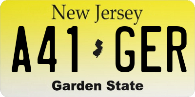 NJ license plate A41GER