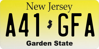 NJ license plate A41GFA