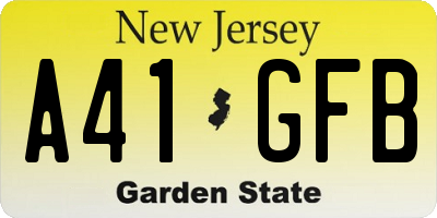 NJ license plate A41GFB