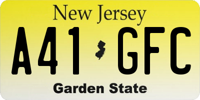 NJ license plate A41GFC