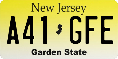 NJ license plate A41GFE