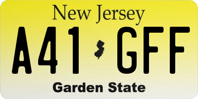 NJ license plate A41GFF