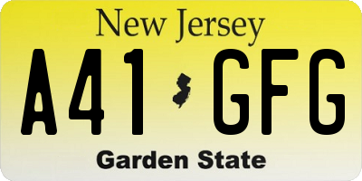 NJ license plate A41GFG