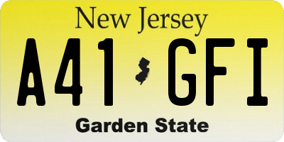 NJ license plate A41GFI